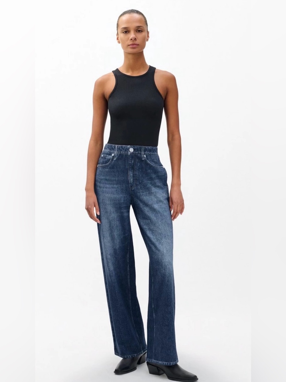 RAG N BONE - Miramar Printed High-Rise Wide Leg Jeans Size M